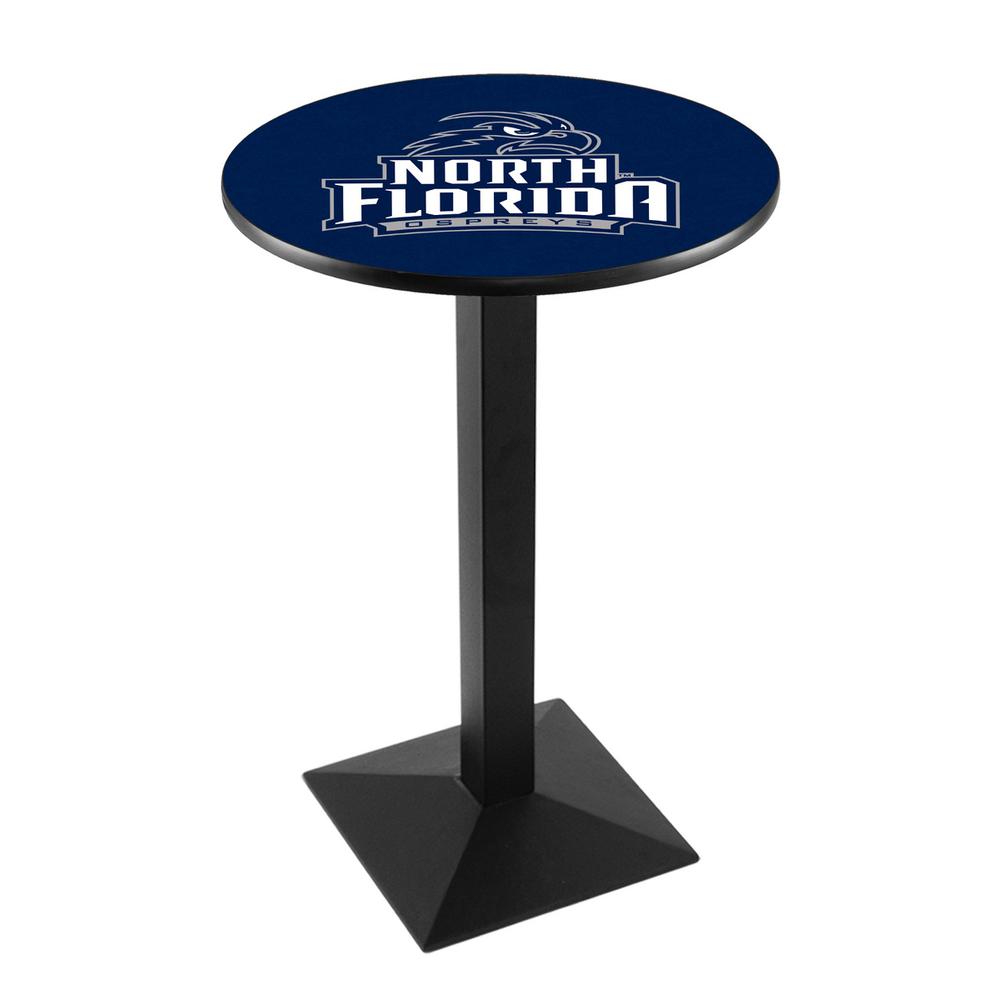 L217 University of North Florida 36" Tall - 36" Top Pub Table with Black Wrinkle Finish. Picture 1