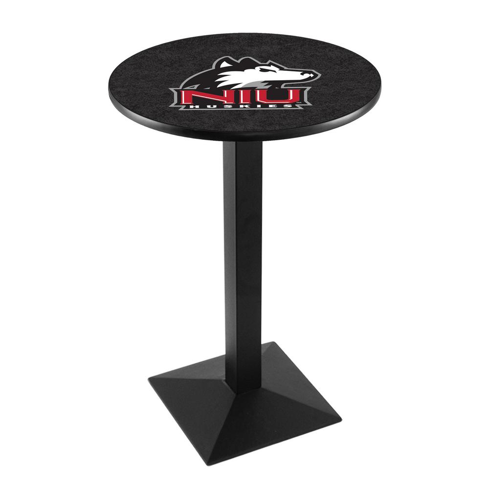 L217 University of Northern Illinois 36' Tall - 36' Top Pub Table w/ Black Wrinkle Finish. Picture 1