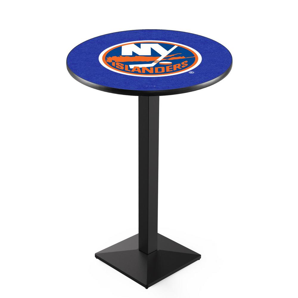 L217 New York Islanders 36" Tall - 36" Top Pub Table with Black Wrinkle Finish (9446). Picture 1