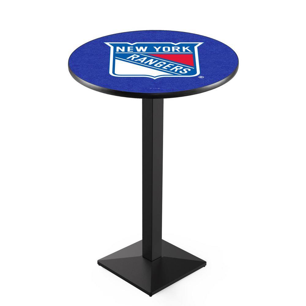 L217 New York Rangers 36' Tall - 36' Top Pub Table w/ Black Wrinkle Finish (9453). Picture 1