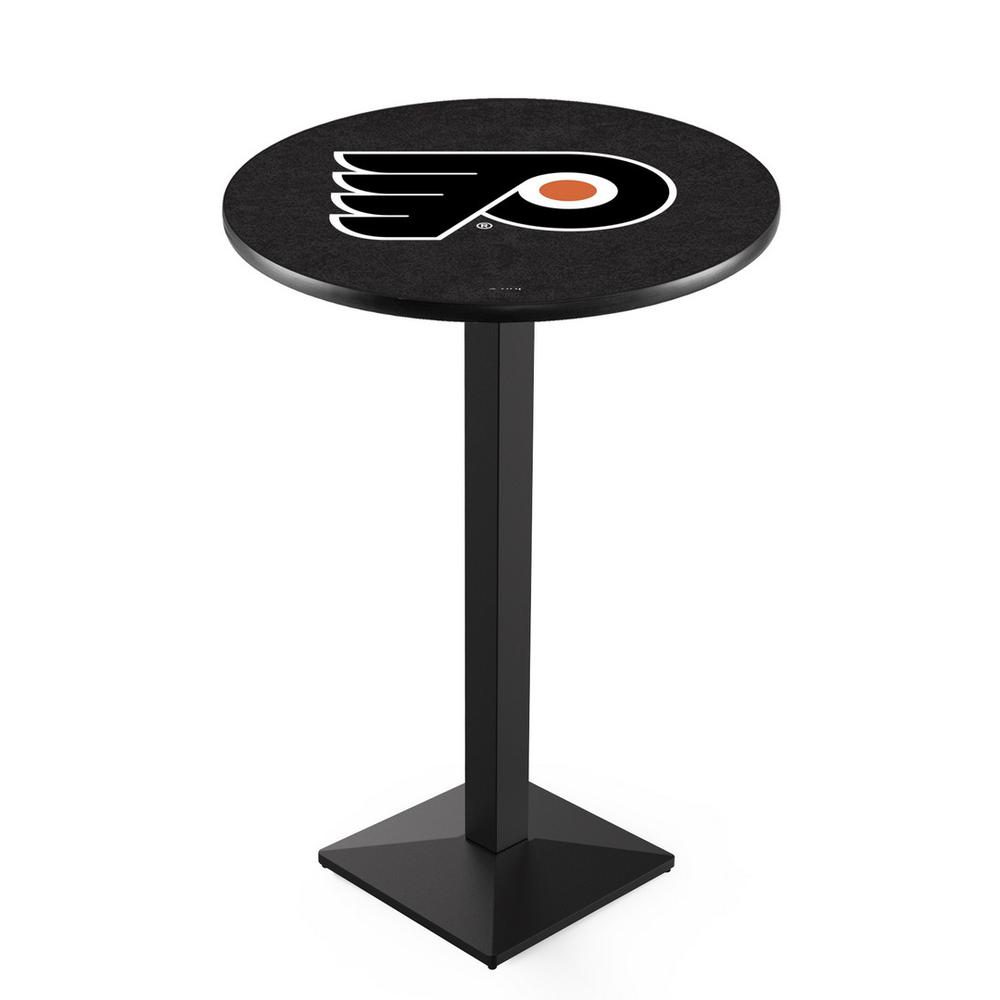 L217 Philadelphia Flyers (Orange Background) 36' Tall - 36' Top Pub Table w/ Black Wrinkle Finish (9538). Picture 1