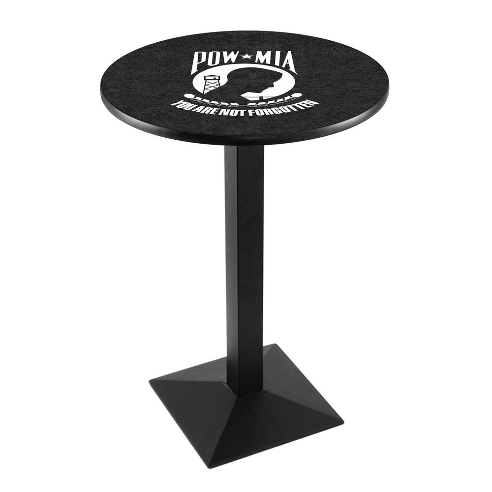 L217 POW/MIA 36" Tall - 36" Top Pub Table with Black Wrinkle Finish. Picture 1