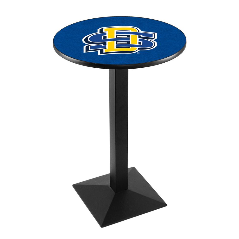L217 South Dakota State University 36" Tall - 36" Top Pub Table with Black Wrinkle Finish. Picture 1