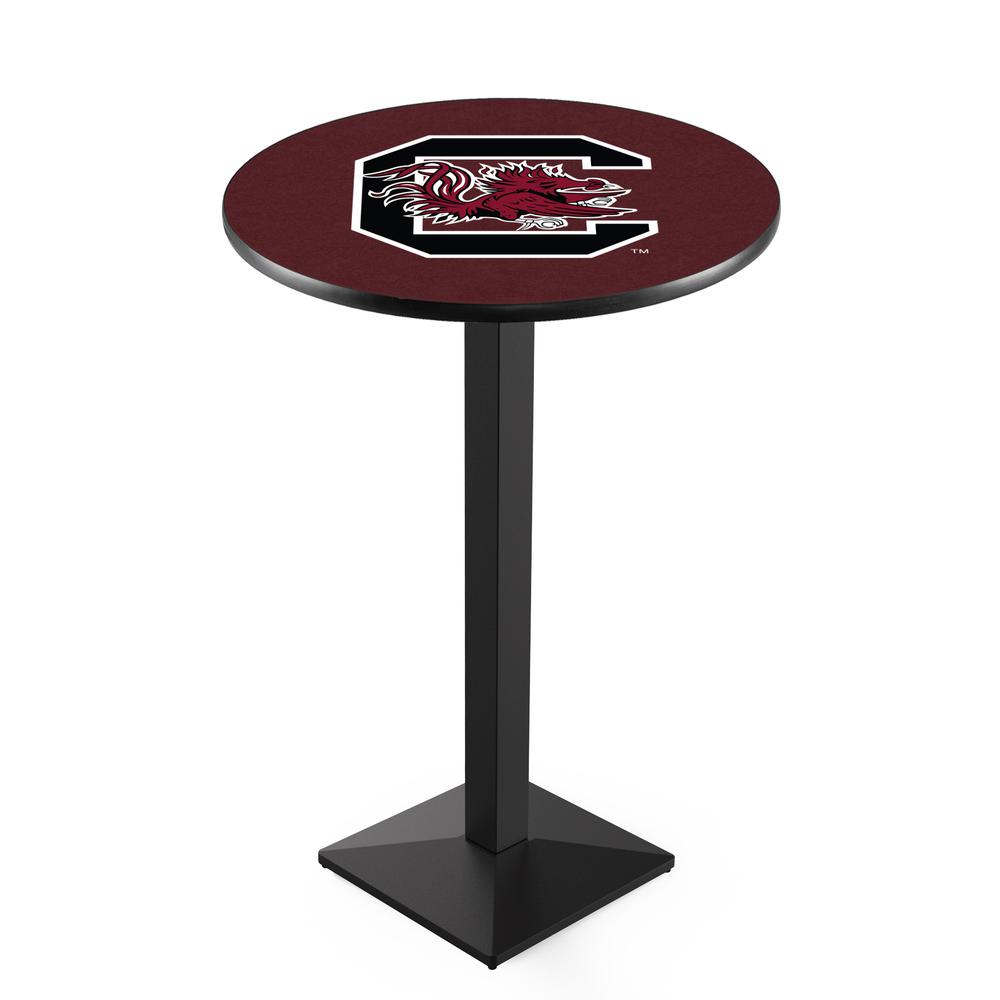 L217 University of South Carolina 36" Tall - 36" Top Pub Table with Black Wrinkle Finish. Picture 1