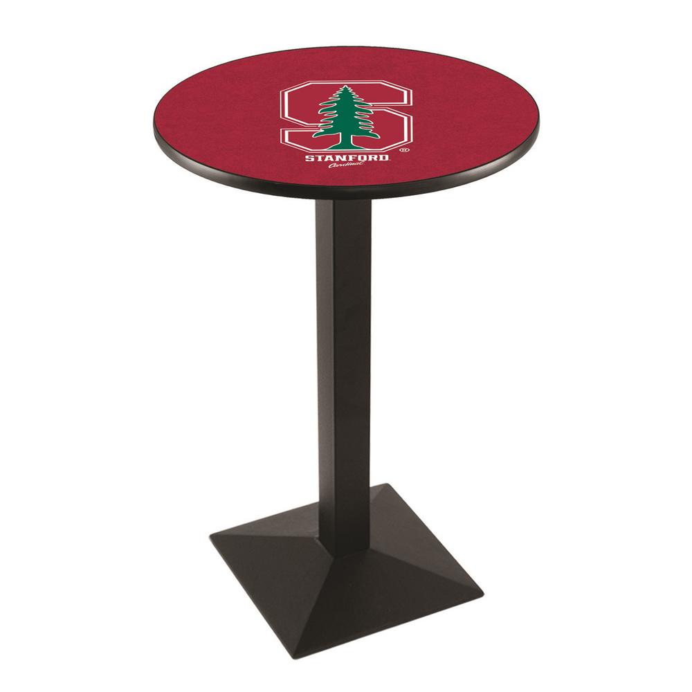 L217 Stanford University 36" Tall - 36" Top Pub Table with Black Wrinkle Finish. Picture 1