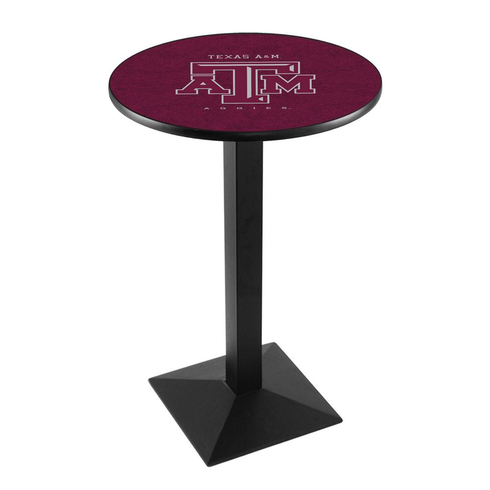 L217 Texas A&M 36' Tall - 36' Top Pub Table w/ Black Wrinkle Finish. Picture 1