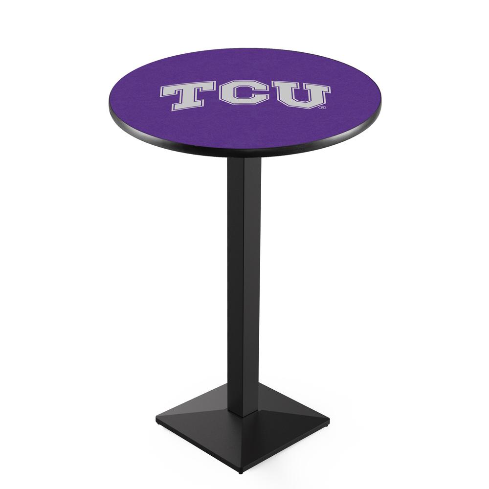 L217 Texas Christian University 36" Tall - 36" Top Pub Table with Black Wrinkle Finish. Picture 1