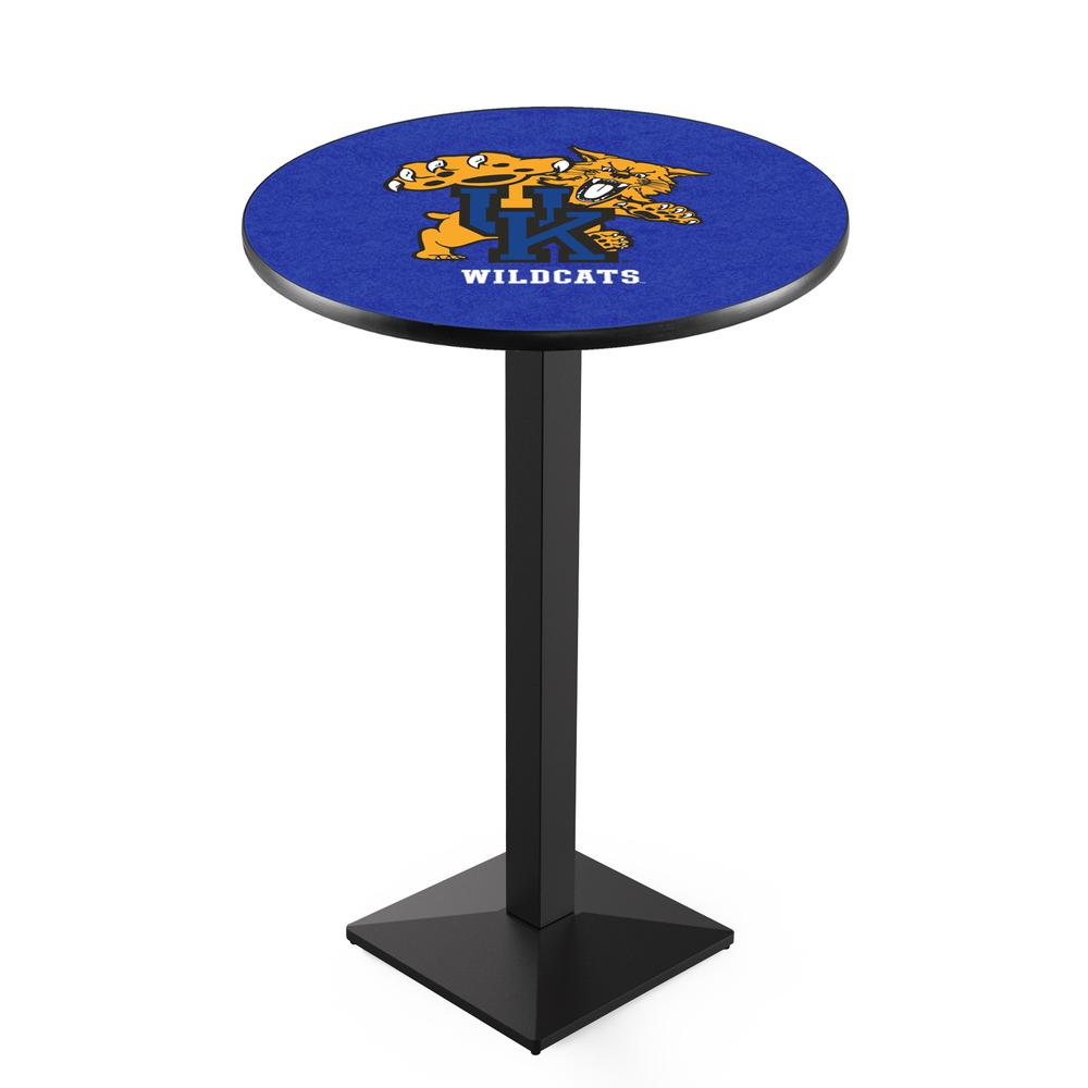 L217 University of Kentucky (Cat)  36" Tall - 36" Top Pub Table with Black Wrinkle Finish. Picture 1
