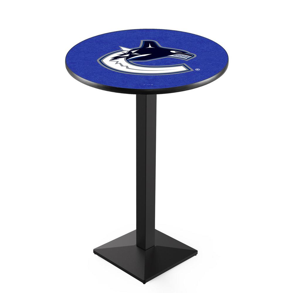 L217 Vancouver Canucks 36" Tall - 36" Top Pub Table with Black Wrinkle Finish (9873). Picture 1