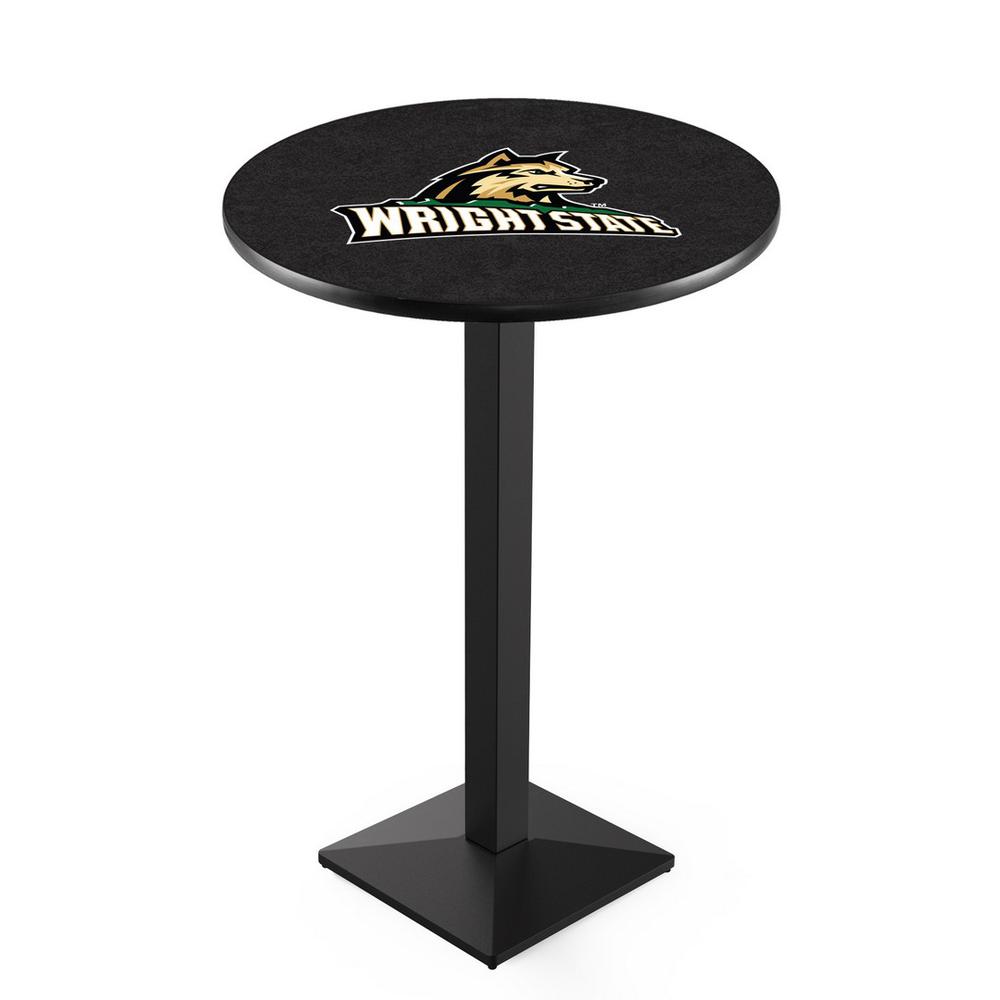L217 Wright State University 36" Tall - 36" Top Pub Table with Black Wrinkle Finish. Picture 1