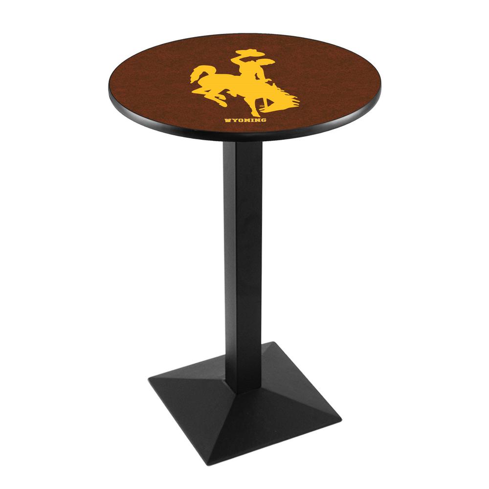L217 University of Wyoming 36' Tall - 36' Top Pub Table w/ Black Wrinkle Finish. Picture 1