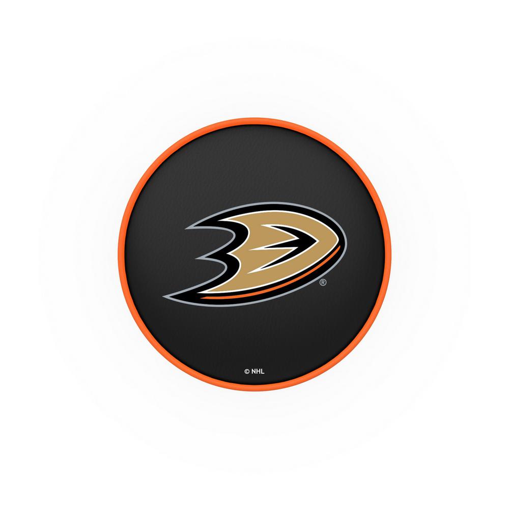 30" L7C1 - 4" Anaheim Ducks Cushion Seat with Double-Ring Chrome Base Swivel Bar Stool by Holland Bar Stool Company. Picture 2