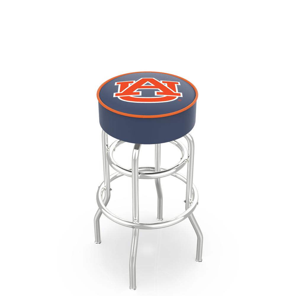 30" L7C1 - 4" Auburn Cushion Seat with Double-Ring Chrome Base Swivel Bar Stool by Holland Bar Stool Company. Picture 1