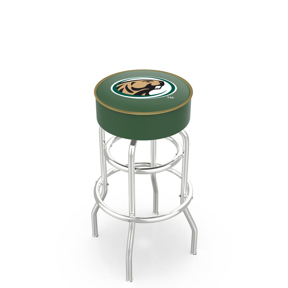 30" L7C1 - 4" Bemidji State Cushion Seat with Double-Ring Chrome Base Swivel Bar Stool by Holland Bar Stool Company. Picture 1