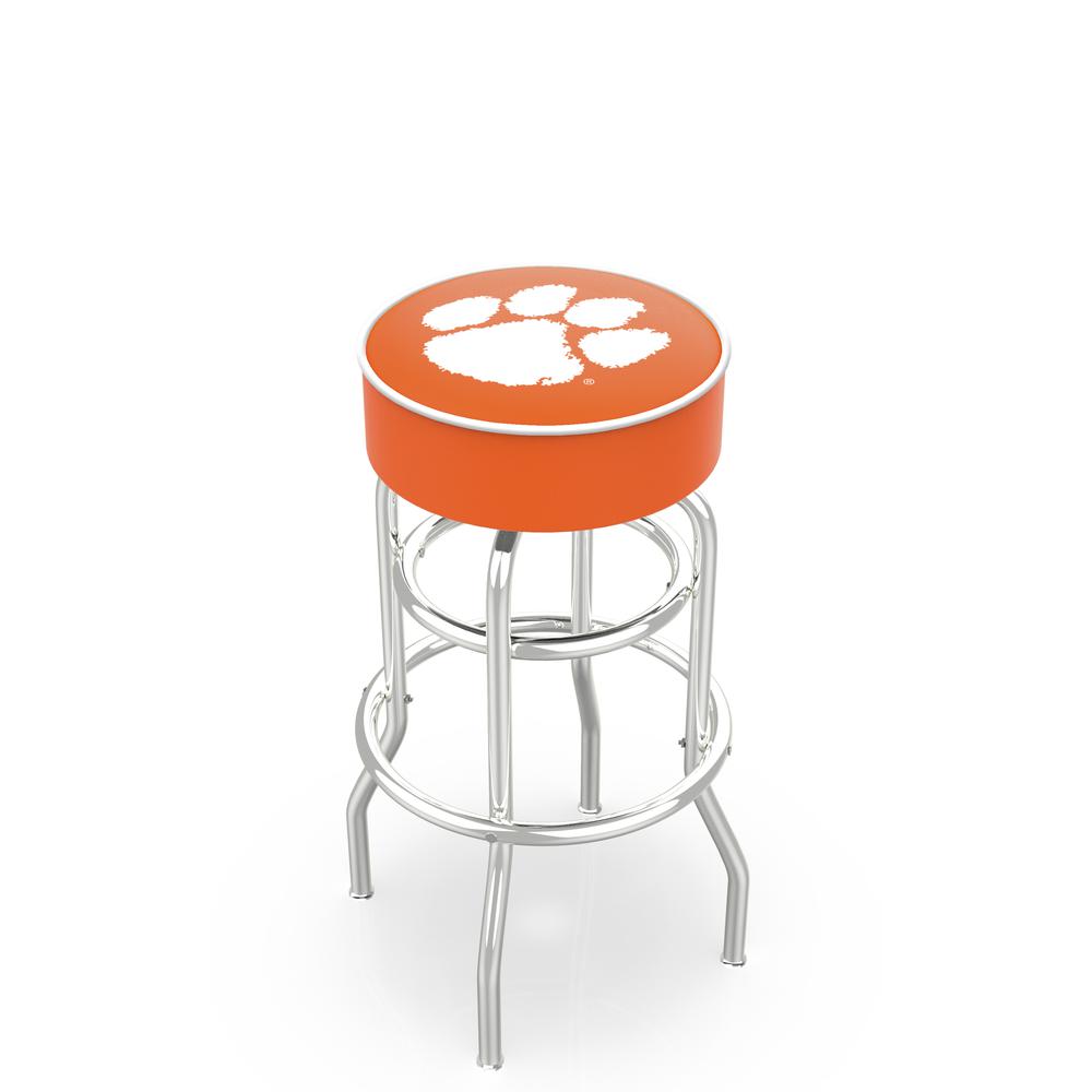 30" L7C1 - 4" Clemson Cushion Seat with Double-Ring Chrome Base Swivel Bar Stool by Holland Bar Stool Company. Picture 1