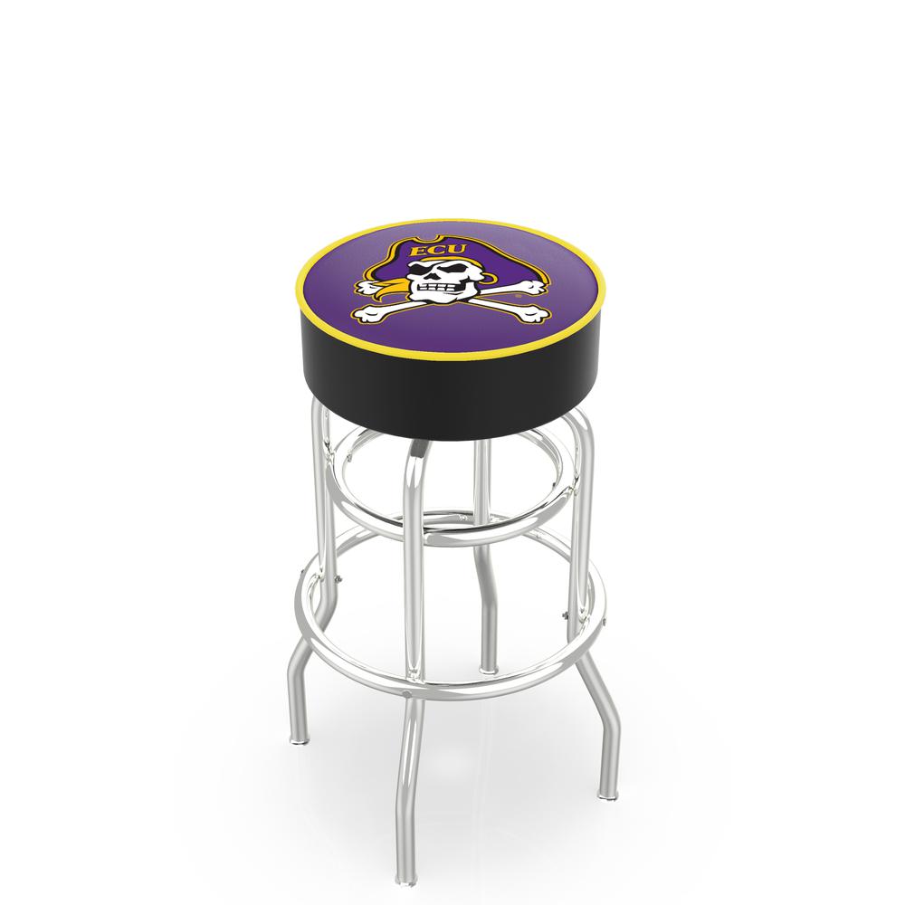 30" L7C1 - 4" East Carolina Cushion Seat with Double-Ring Chrome Base Swivel Bar Stool by Holland Bar Stool Company. Picture 1
