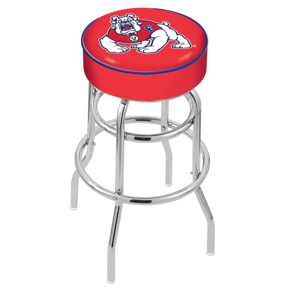 30" L7C1 - 4" Fresno State Cushion Seat with Double-Ring Chrome Base Swivel Bar Stool by Holland Bar Stool Company. Picture 1