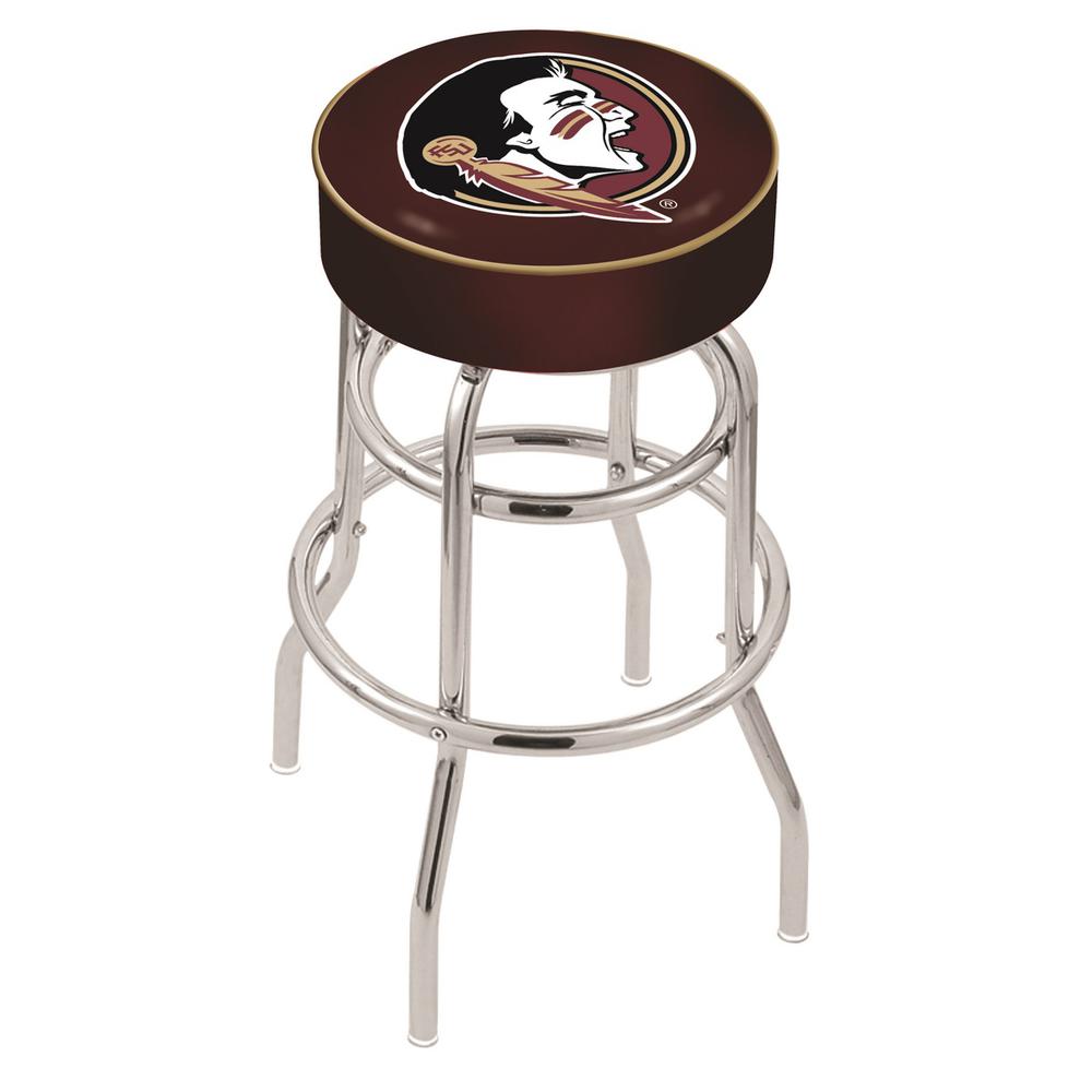 30" L7C1 - 4" Florida State (Head) Cushion Seat with Double-Ring Chrome Base Swivel Bar Stool by Holland Bar Stool Company. Picture 1