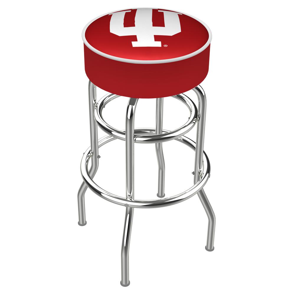 30" L7C1 - 4" Indiana Cushion Seat with Double-Ring Chrome Base Swivel Bar Stool by Holland Bar Stool Company. Picture 1