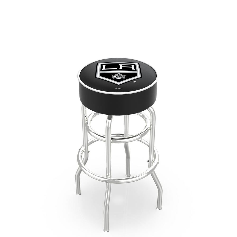 30" L7C1 - 4" Los Angeles Kings Cushion Seat with Double-Ring Chrome Base Swivel Bar Stool by Holland Bar Stool Company. Picture 1