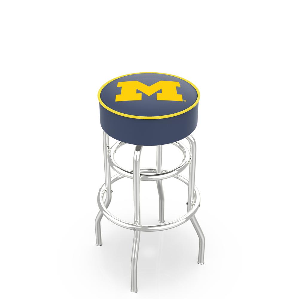 30" L7C1 - 4" Michigan Cushion Seat with Double-Ring Chrome Base Swivel Bar Stool by Holland Bar Stool Company. Picture 1