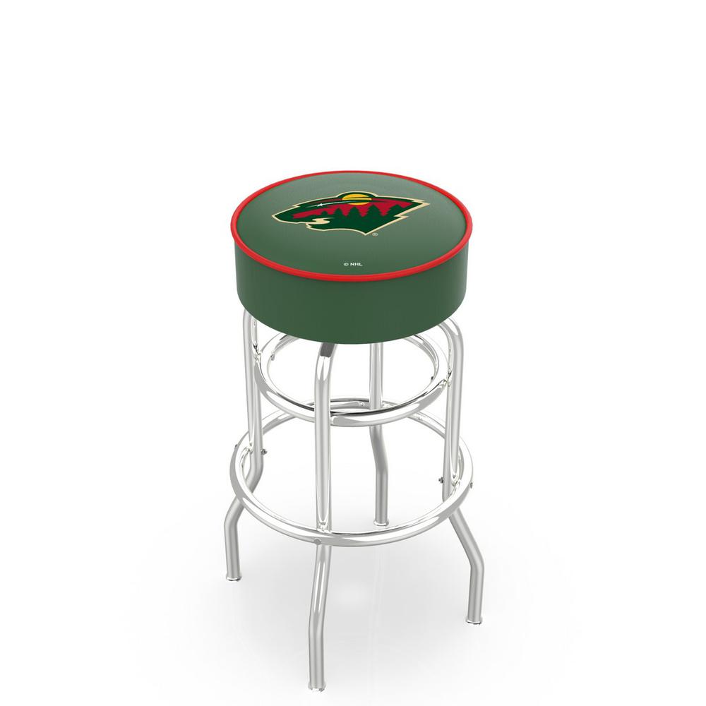 30" L7C1 - 4" Minnesota Wild Cushion Seat with Double-Ring Chrome Base Swivel Bar Stool by Holland Bar Stool Company. Picture 1