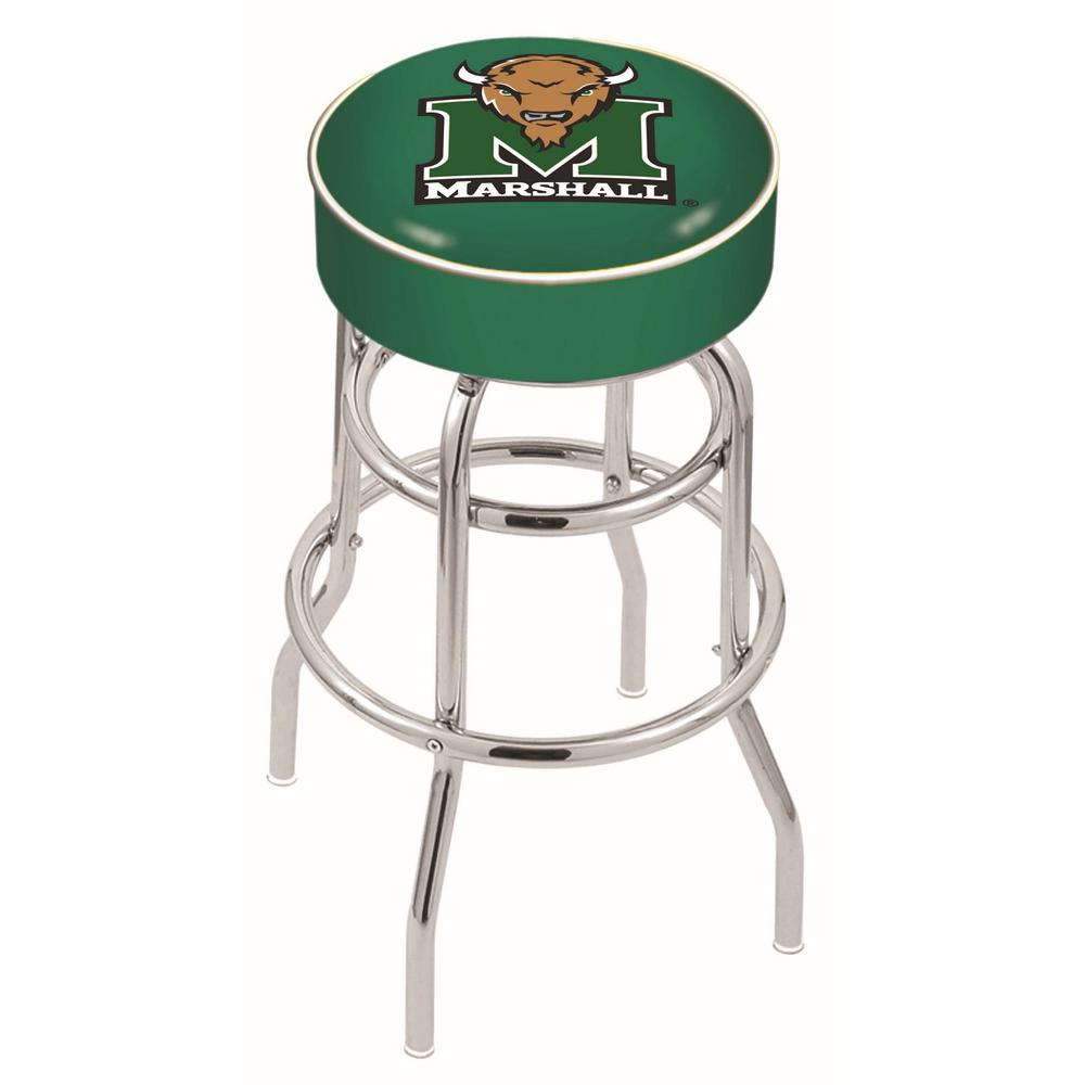 30" L7C1 - 4" Marshall Cushion Seat with Double-Ring Chrome Base Swivel Bar Stool by Holland Bar Stool Company. Picture 1
