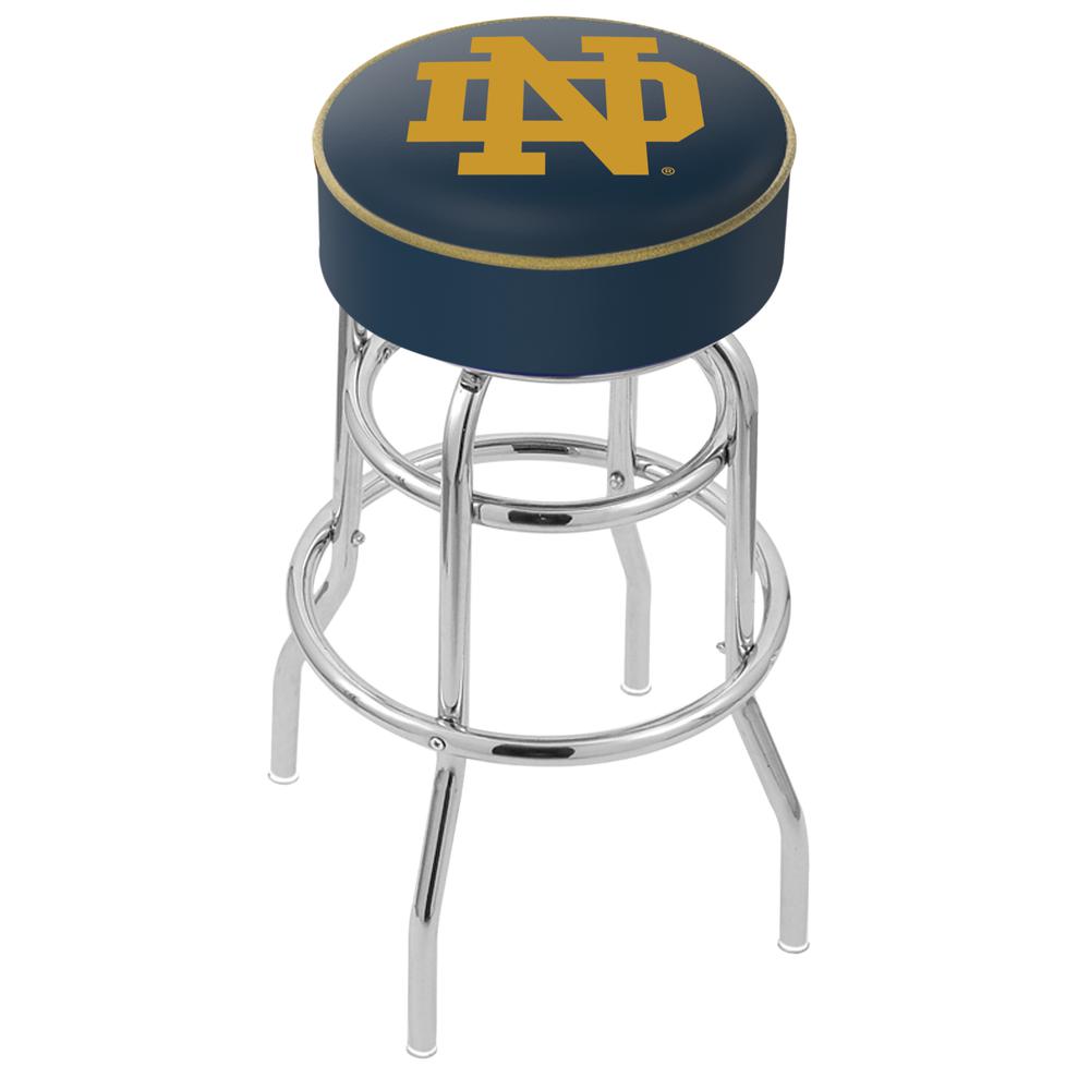 30" L7C1 - 4" Notre Dame (ND) Cushion Seat with Double-Ring Chrome Base Swivel Bar Stool by Holland Bar Stool Company. Picture 1