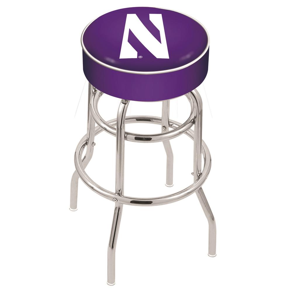 30" L7C1 - 4" Northwestern Cushion Seat with Double-Ring Chrome Base Swivel Bar Stool by Holland Bar Stool Company. Picture 1
