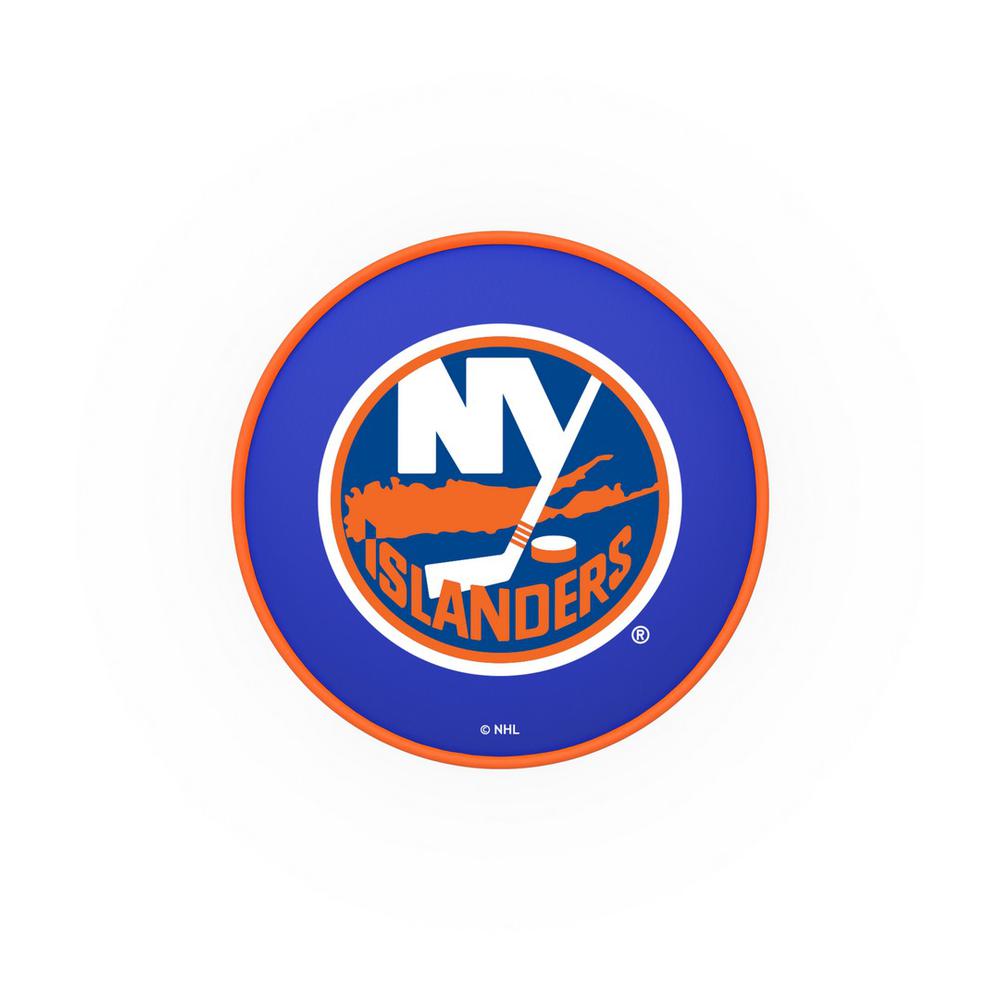 30" L7C1 - 4" New York Islanders Cushion Seat with Double-Ring Chrome Base Swivel Bar Stool by Holland Bar Stool Company. Picture 2