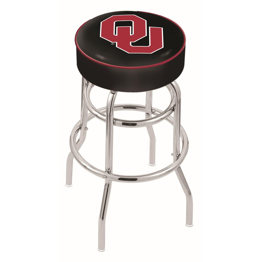 30" L7C1 - 4" Oklahoma Cushion Seat with Double-Ring Chrome Base Swivel Bar Stool by Holland Bar Stool Company. Picture 1