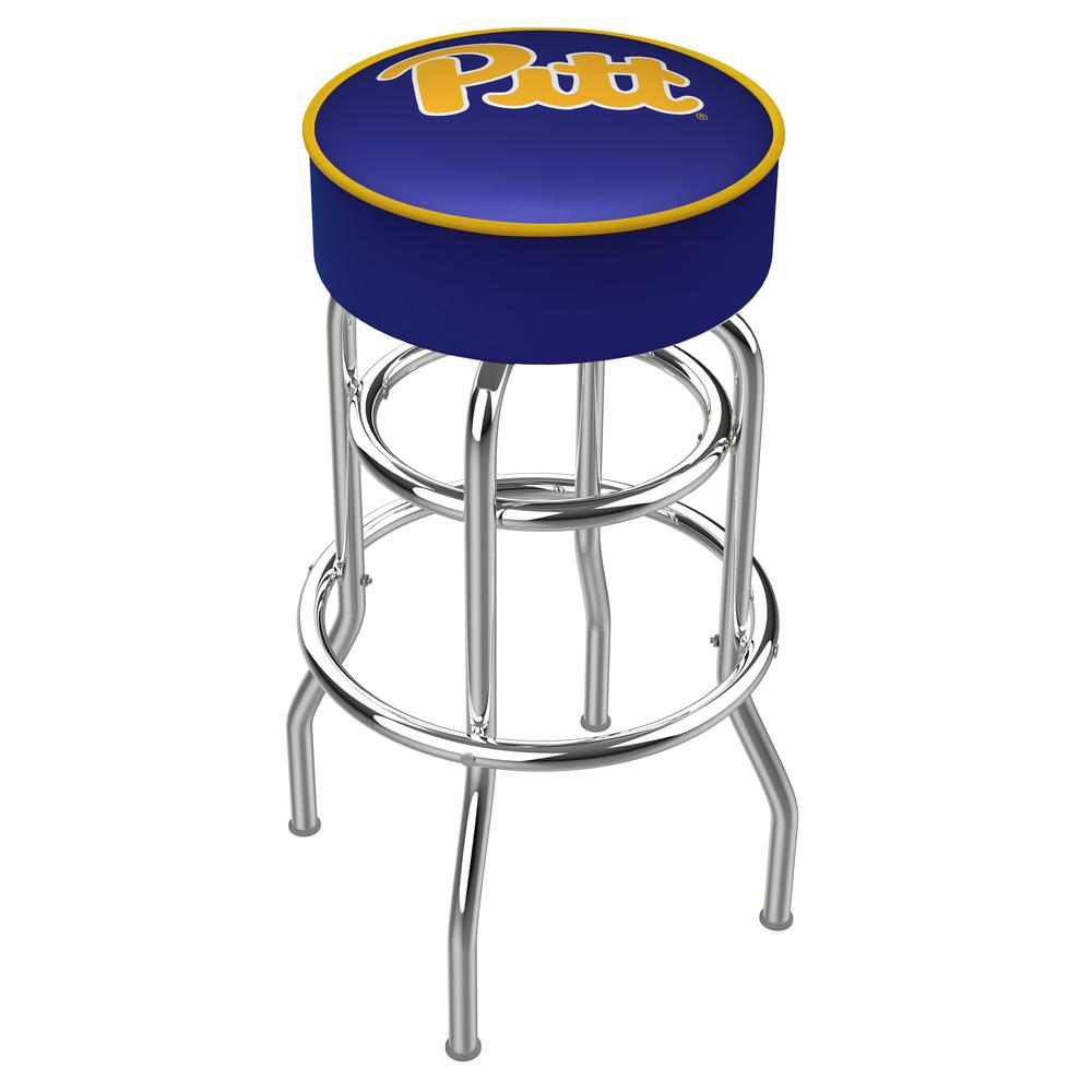 30" L7C1 - 4" Pitt Cushion Seat with Double-Ring Chrome Base Swivel Bar Stool by Holland Bar Stool Company. Picture 1