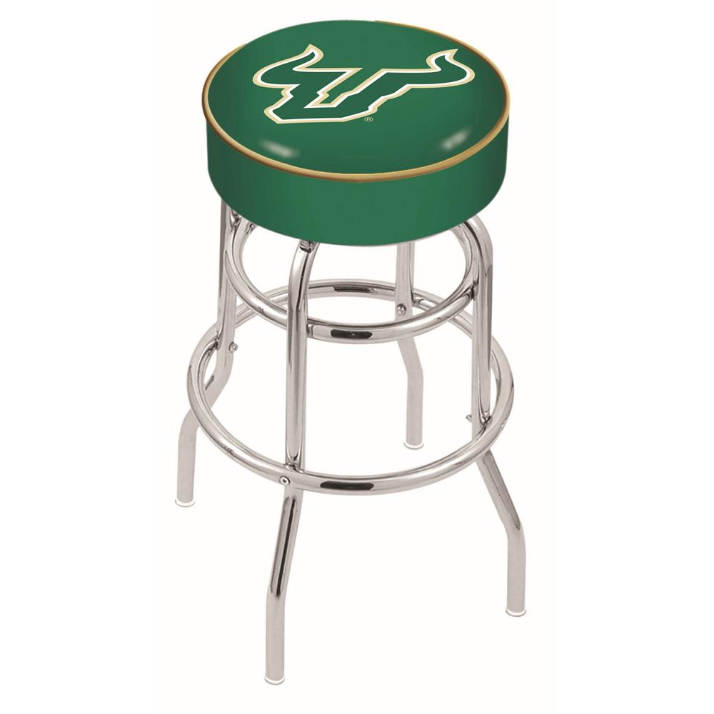 30" L7C1 - 4" South Florida Cushion Seat with Double-Ring Chrome Base Swivel Bar Stool by Holland Bar Stool Company. Picture 1