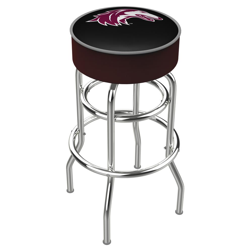 30" L7C1 - 4" Southern Illinois Cushion Seat with Double-Ring Chrome Base Swivel Bar Stool by Holland Bar Stool Company. Picture 1
