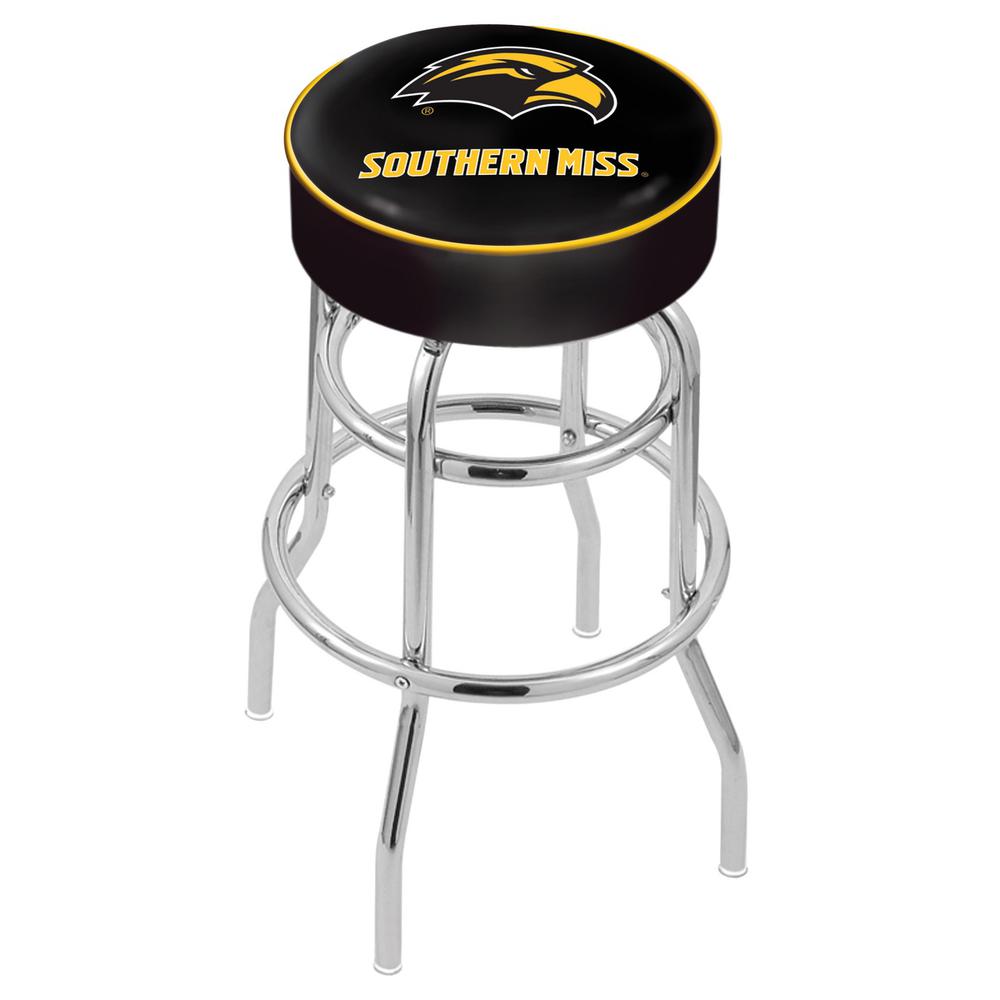 30" L7C1 - 4" Southern Miss Cushion Seat with Double-Ring Chrome Base Swivel Bar Stool by Holland Bar Stool Company. Picture 1