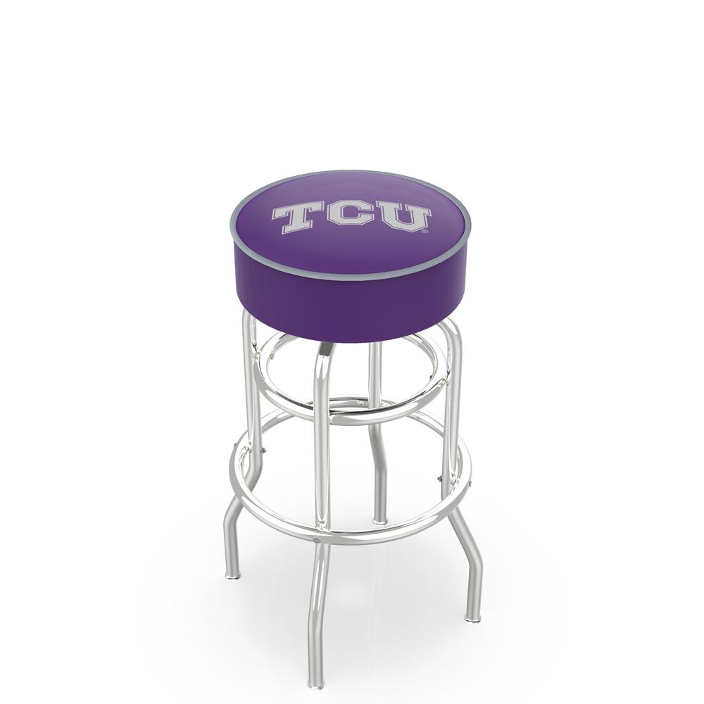 30" L7C1 - 4" TCU Cushion Seat with Double-Ring Chrome Base Swivel Bar Stool by Holland Bar Stool Company. Picture 1