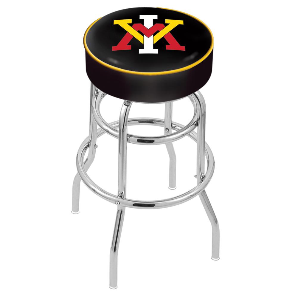 30" L7C1 - 4" Virginia Military Institute Cushion Seat with Double-Ring Chrome Base Swivel Bar Stool by Holland Bar Stool Company. Picture 1
