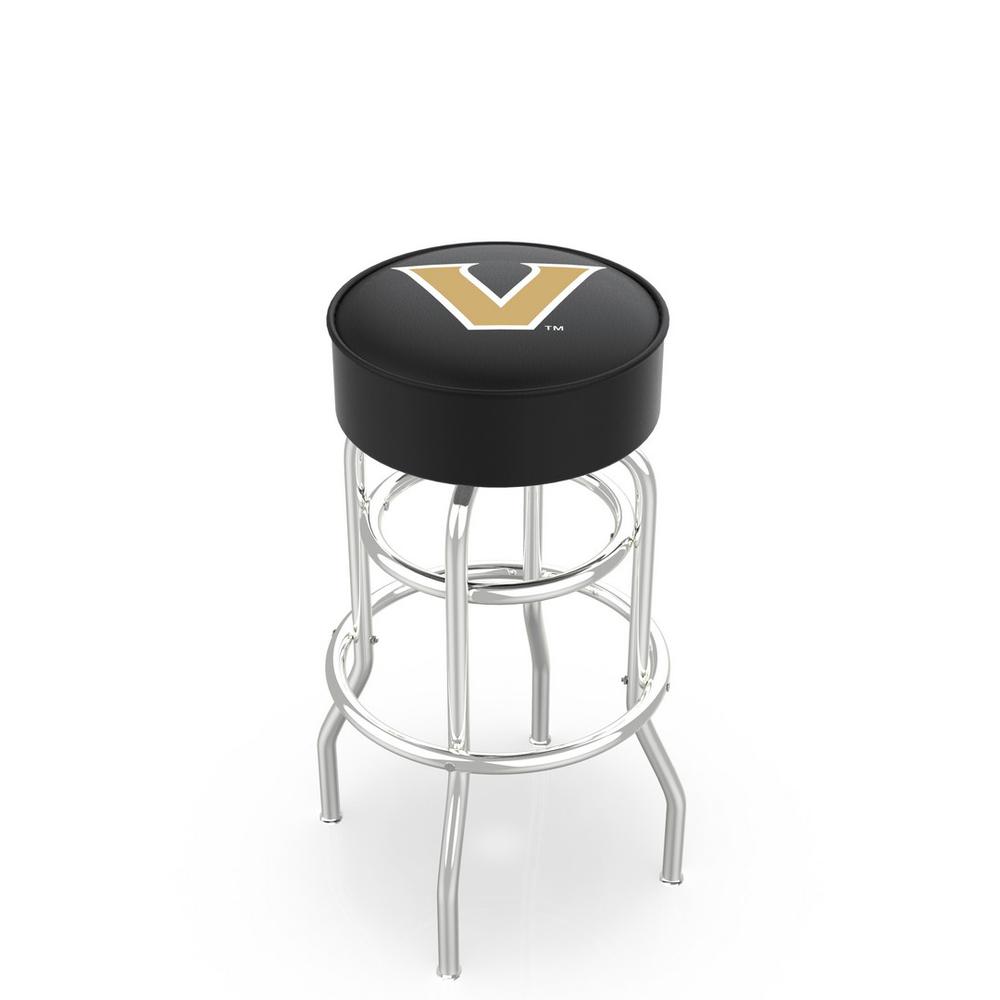 30" L7C1 - 4" Vanderbilt Cushion Seat with Double-Ring Chrome Base Swivel Bar Stool by Holland Bar Stool Company. Picture 1