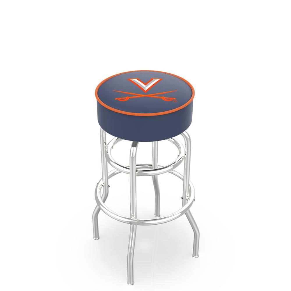 30" L7C1 - 4" Virginia Cushion Seat with Double-Ring Chrome Base Swivel Bar Stool by Holland Bar Stool Company. Picture 1