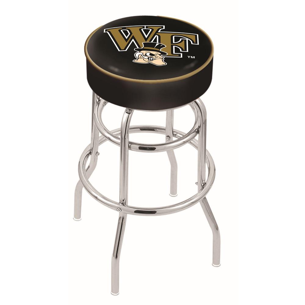 30" L7C1 - 4" Wake Forest Cushion Seat with Double-Ring Chrome Base Swivel Bar Stool by Holland Bar Stool Company. Picture 1