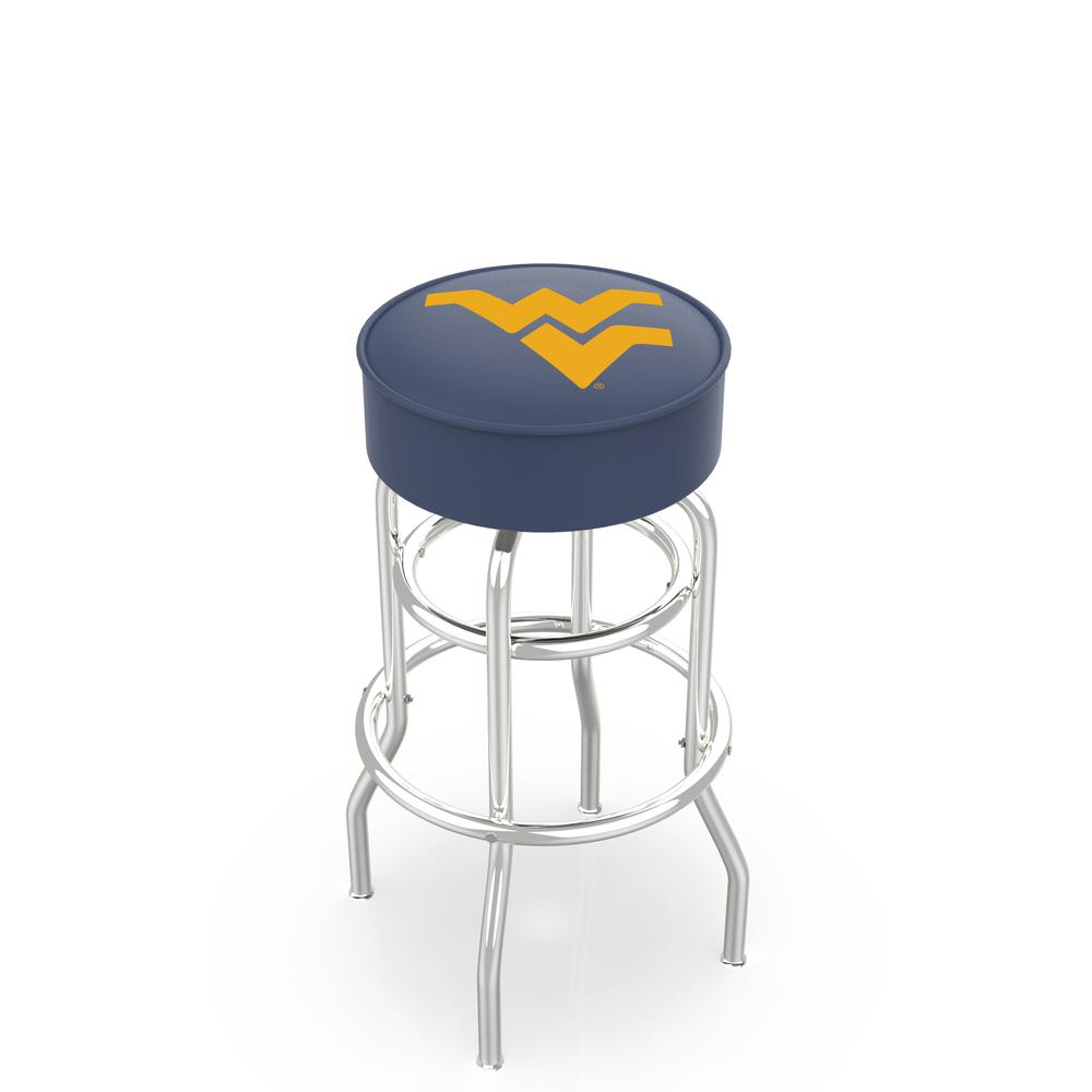30" L7C1 - 4" West Virginia Cushion Seat with Double-Ring Chrome Base Swivel Bar Stool by Holland Bar Stool Company. Picture 1