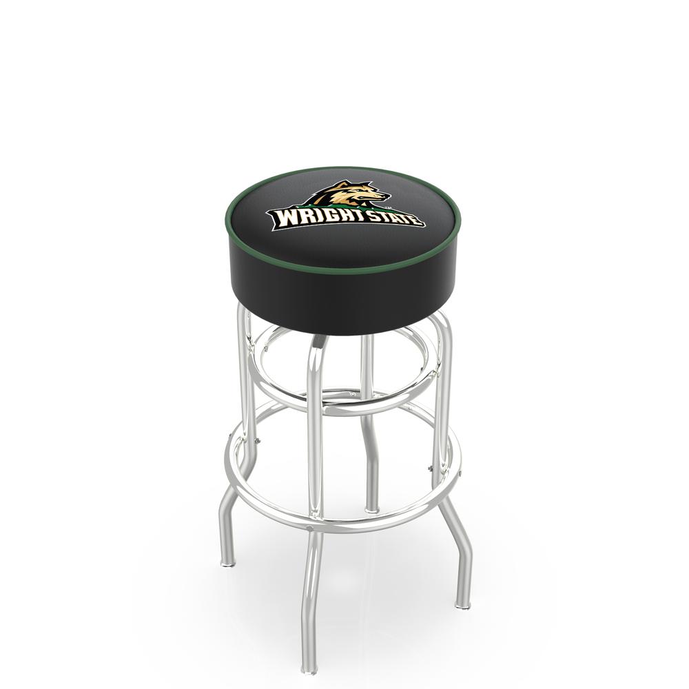 30" L7C1 - 4" Wright State Cushion Seat with Double-Ring Chrome Base Swivel Bar Stool by Holland Bar Stool Company. Picture 1