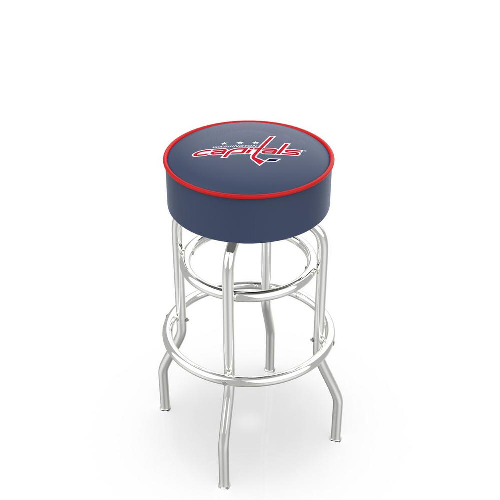 30" L7C1 - 4" Washington Capitals Cushion Seat with Double-Ring Chrome Base Swivel Bar Stool by Holland Bar Stool Company. Picture 1