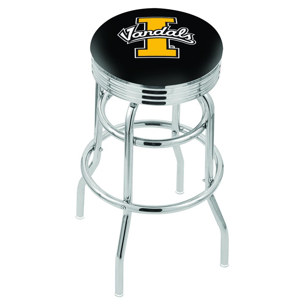 30" L7C3C - Chrome Double Ring Idaho Swivel Bar Stool with 2.5" Ribbed Accent Ring by Holland Bar Stool Company. Picture 1