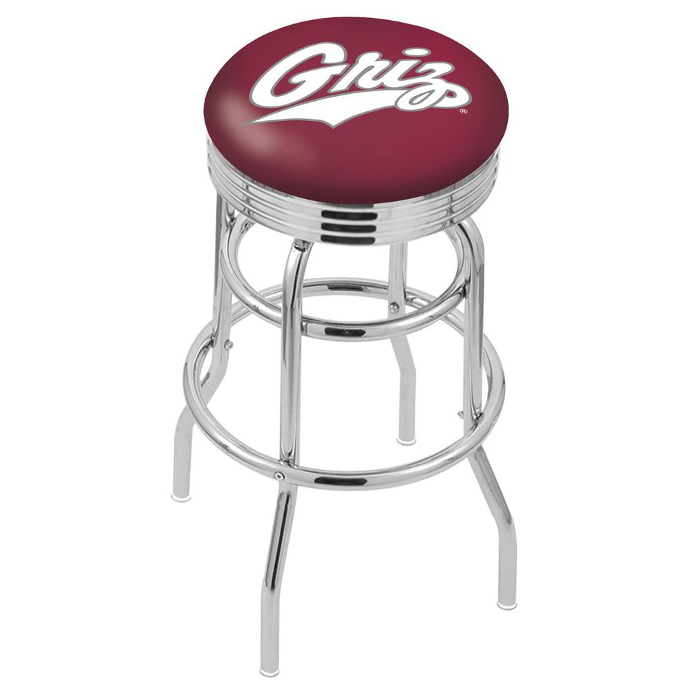 30" L7C3C - Chrome Double Ring Montana Swivel Bar Stool with 2.5" Ribbed Accent Ring by Holland Bar Stool Company. Picture 1