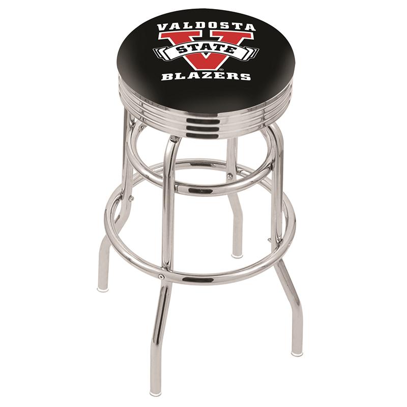 30" L7C3C - Chrome Double Ring Valdosta State Swivel Bar Stool with 2.5" Ribbed Accent Ring by Holland Bar Stool Company. Picture 1