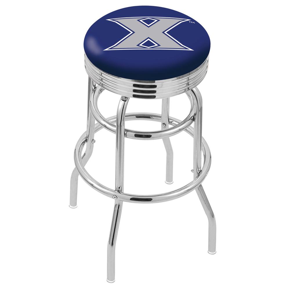 30" L7C3C - Chrome Double Ring Xavier Swivel Bar Stool with 2.5" Ribbed Accent Ring by Holland Bar Stool Company. Picture 1