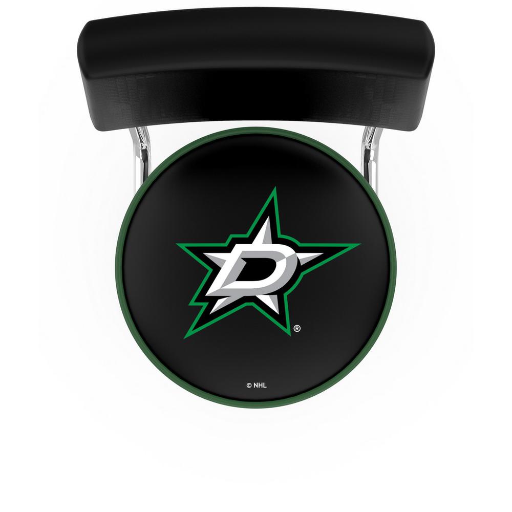 30" L7C4 - Chrome Double Ring Dallas Stars Swivel Bar Stool with a Back by Holland Bar Stool Company. Picture 2