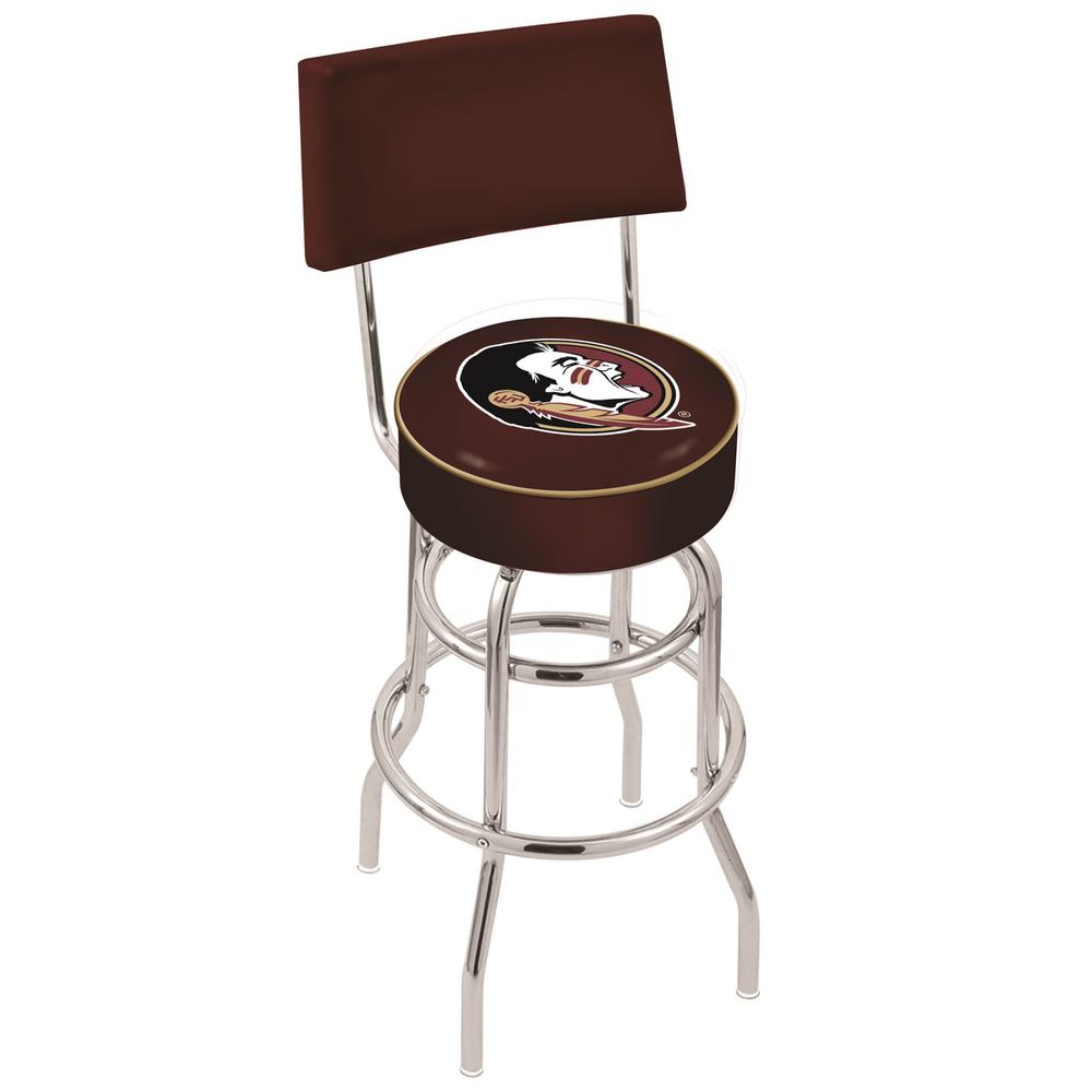 30" L7C4 - Chrome Double Ring Florida State (Head) Swivel Bar Stool with a Back by Holland Bar Stool Company. Picture 1