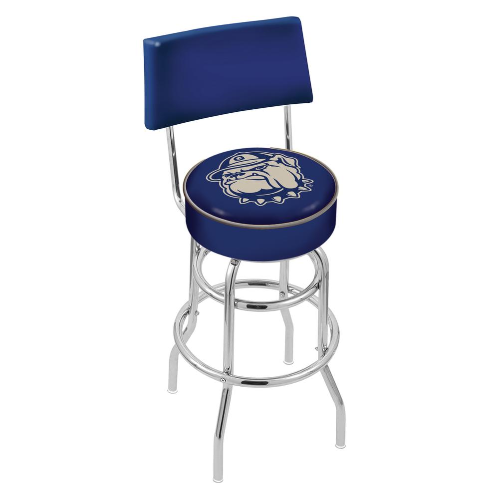 30" L7C4 - Chrome Double Ring Georgetown Swivel Bar Stool with a Back by Holland Bar Stool Company. Picture 1